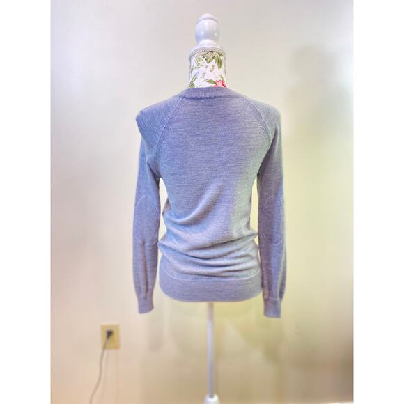 Madewell  Merino Wool Gray Crewneck Sweater With Elbow Patch Small - Picture 7 of 9